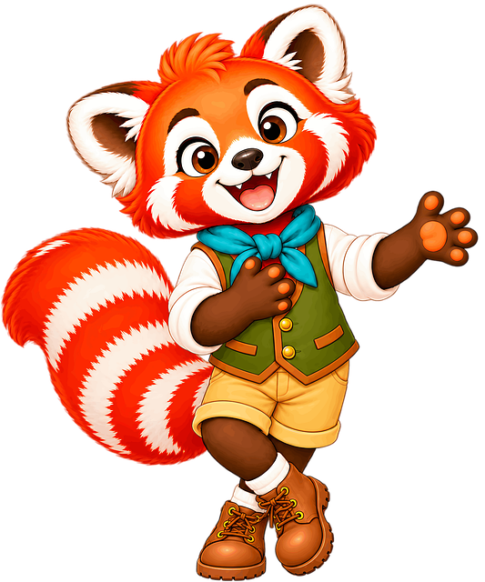 Free animated character cute red panda illustration