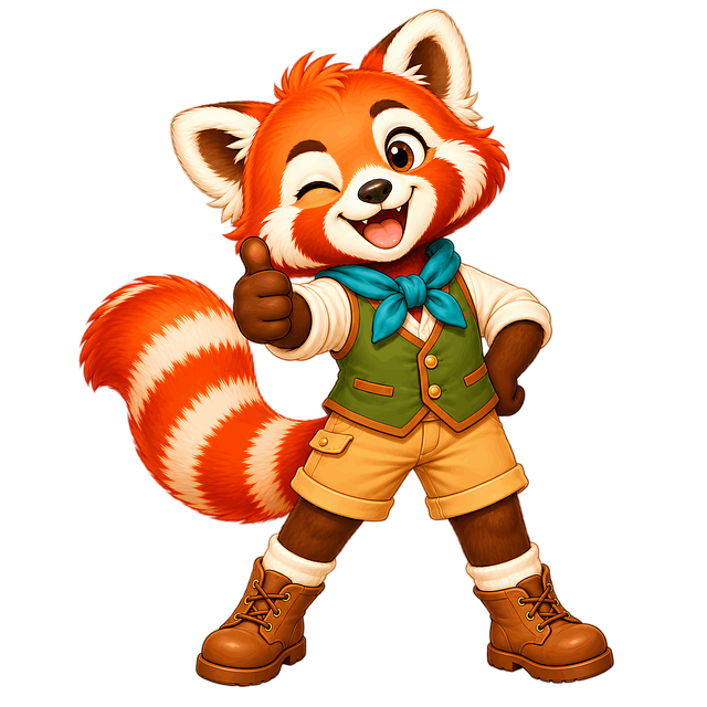 Free red panda character cartoon illustration