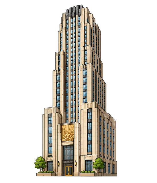 纽约, 摩天大楼, 结构, 建造, 视窗, 正面, 纽约城, 树木, 入口