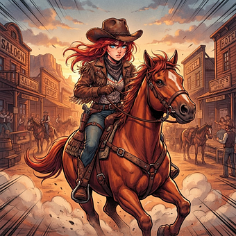 Cowgirl, Cavalo, Faroeste, Saloon