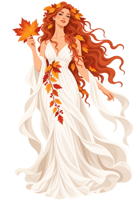 Free autumn goddess woman illustration