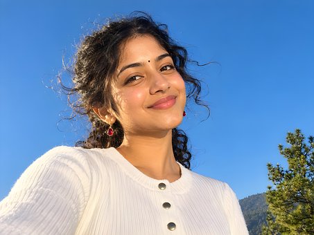 Kobieta, Portret, Natura, Niebieskooki