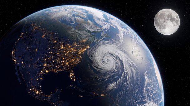 Espaço, Terra, Lua, Atmosfera