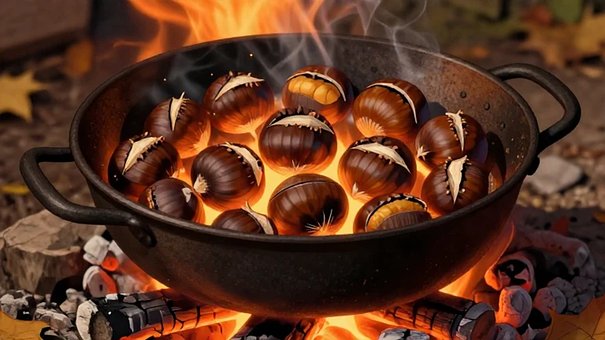 Kastanien, Innenfeuer, Stein, Kochen
