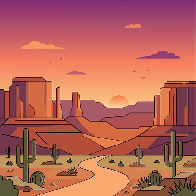 Free desert cactus sunset vector