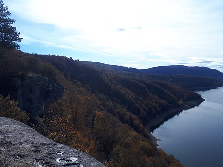 Meer, Bergen, Herfst, Bos, Natuur