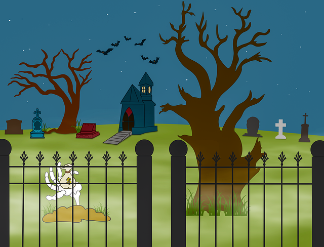 Friedhof, Cartoon, Skelett-Hand