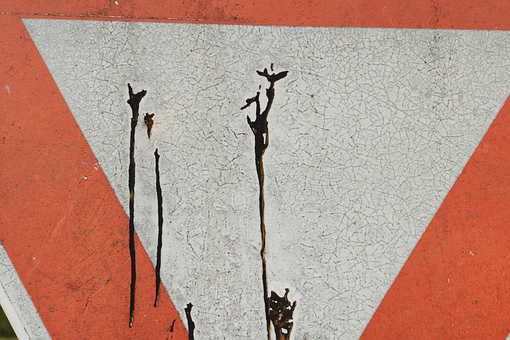 Verkeersbord, Roestig, Versleten