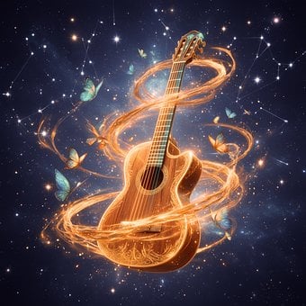 Violão, Borboletas, Universo, Magia