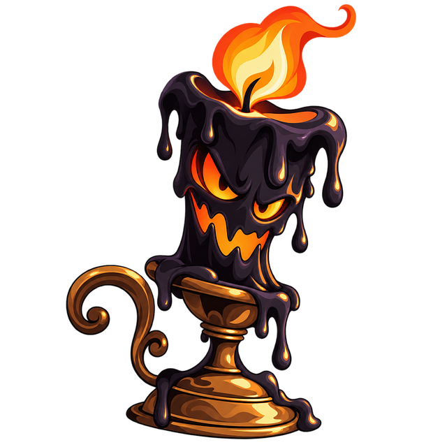 Free black candle halloween candle scary face illustration