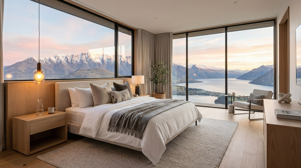 Luxe Slaapkamer Met Bergzicht