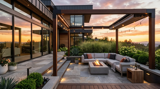 Moderne Patio, Houten Pergola