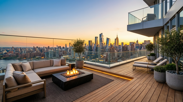 Terras, New York, Zonsondergang