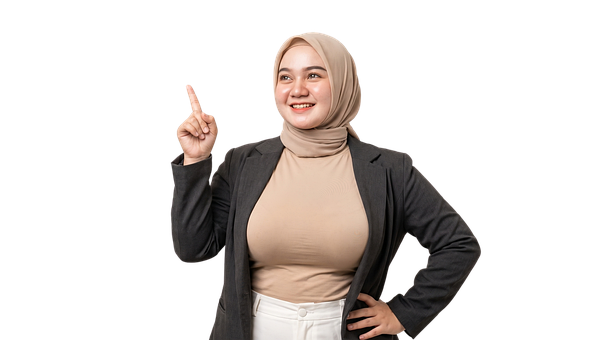 Frau, Hijab, Lächelnd, Graue Jacke