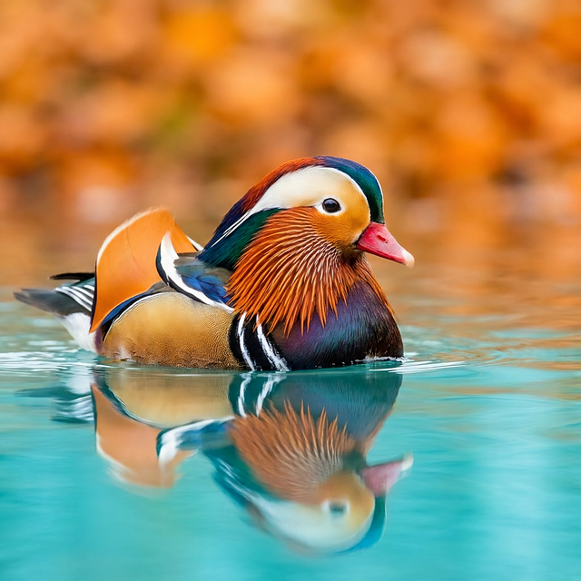 Download free HD stock image of Mandarin Duck Water Bird Free mandarin duck water bird autumn illustration