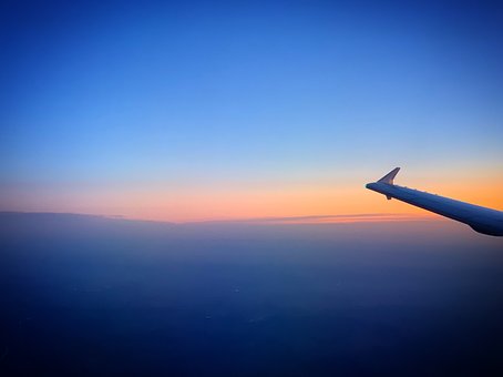 Aripă, Avion, Apus De Soare, Nori, Porto