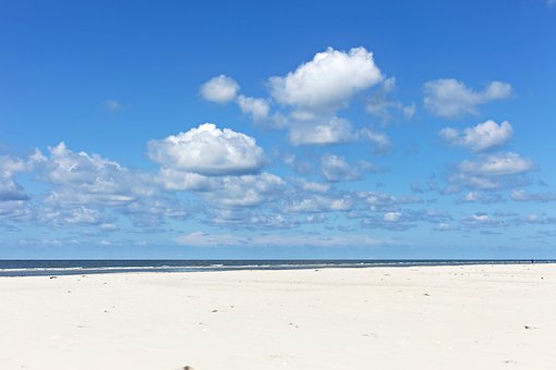 Strand, Sand, Blå Himmel, Sky, Nordsjøen