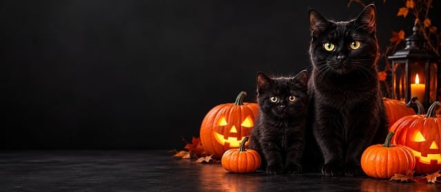 Halloween, Græskar, Sort Kat, Lanterne