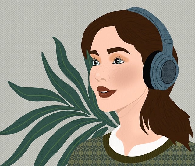 Free woman portrait headphones illustration