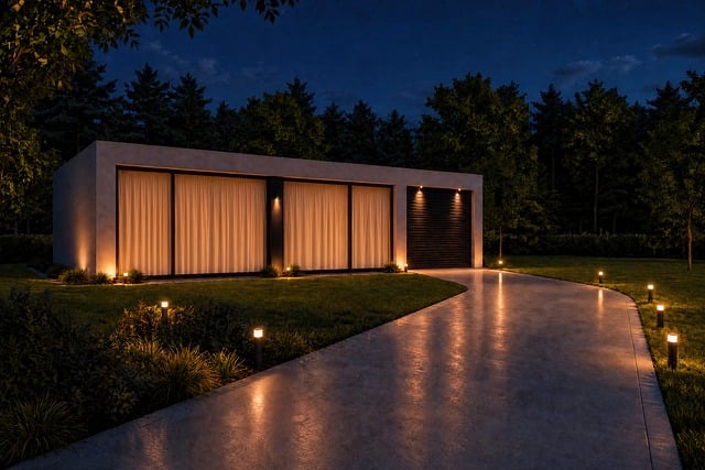 Noche, Fachada, Moderno, Arquitectura