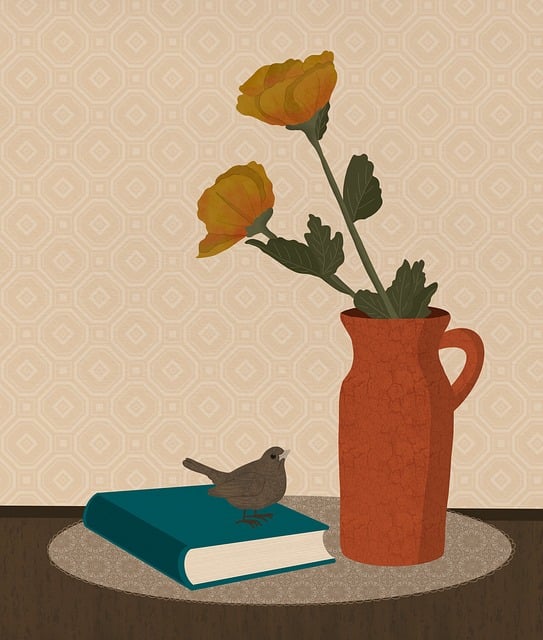 Free still life flowers retro illustration