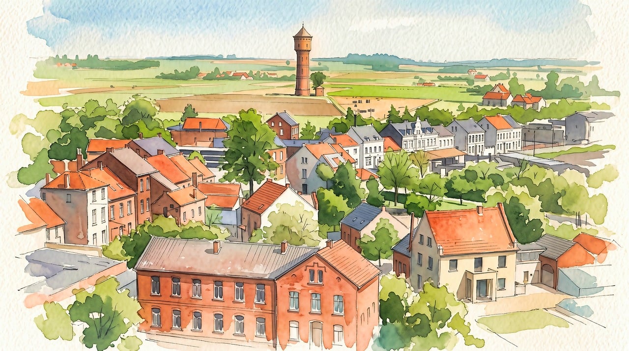Water Tower From Rango Fall Lobberich with water tower watercolor - Pixabay