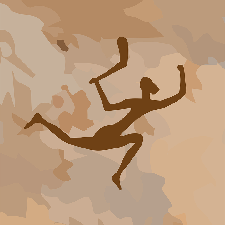 Őskori vadász sziklarajz illusztráció - Pixabay