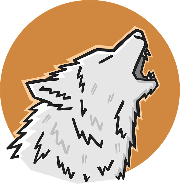 Howling wolf with moon illustration - Pixabay