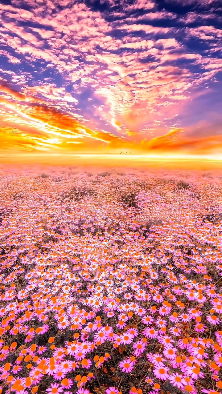 Flowers, Sunset, Daisy, Birds, Wildlife