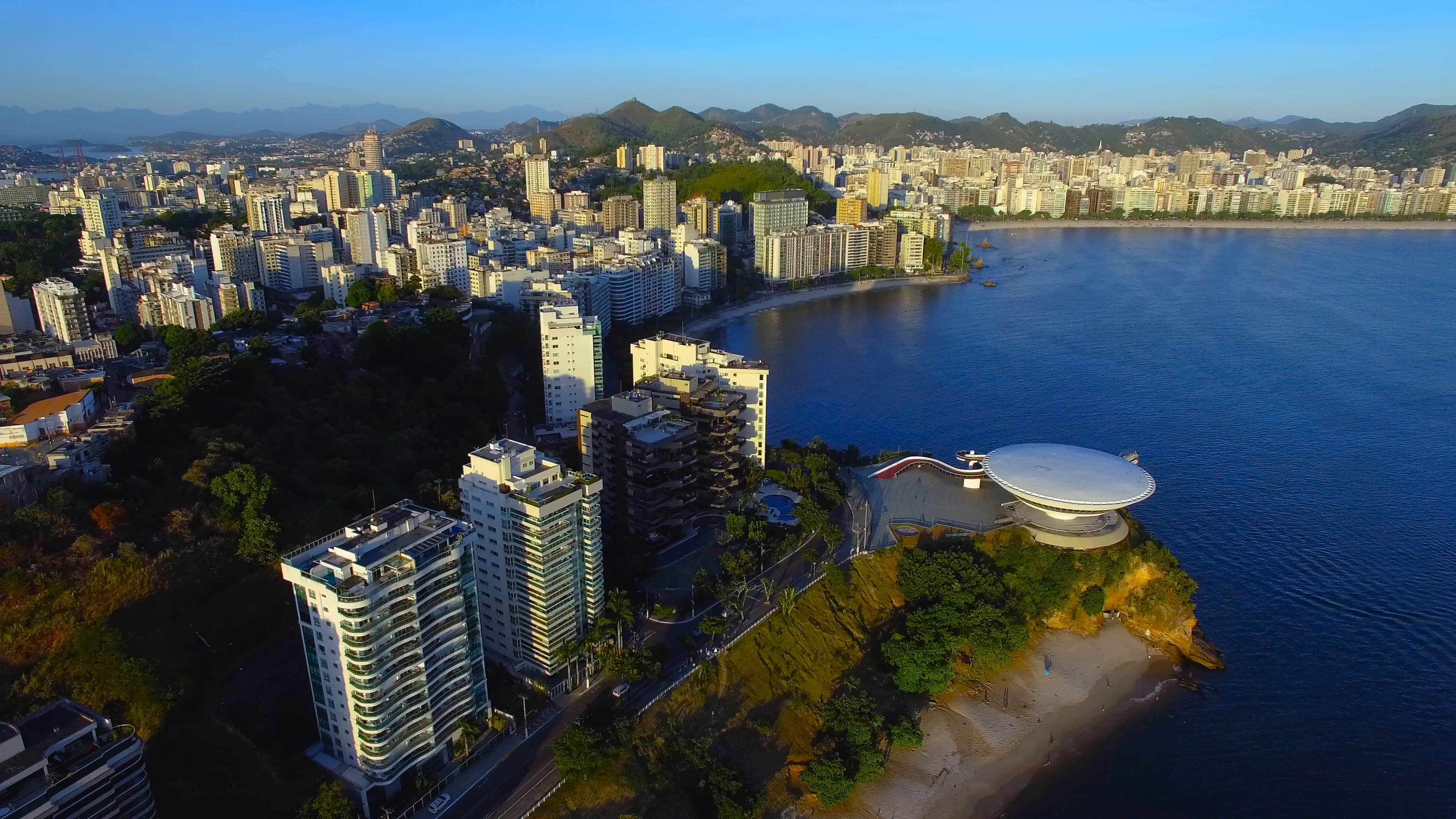Buildings Beach Scene Niteroi Brazil