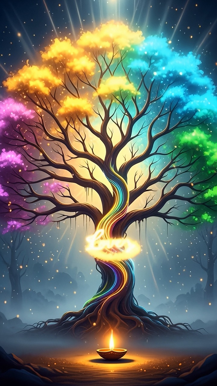 tree of life, love, romantic, heart, couple, lovers, nature, family, romance, relationship, date, pregnancy, together, symbol, woman, baby, affection, young, man, valentine, light, flame, candle, ai generated
