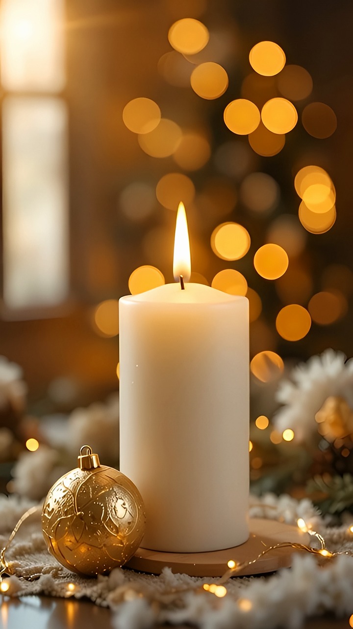 candle, christmas, flame, advent, candlelight, fire, meditation, light, wax, cozy, bokeh, ai generated