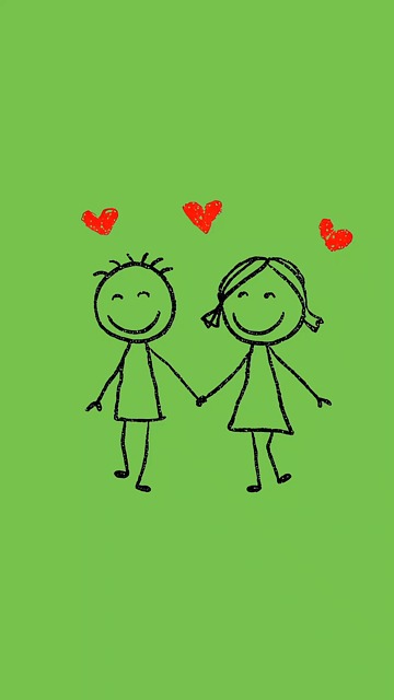 cutecouple, lovebirds, line art, stick art, cartoon, stick