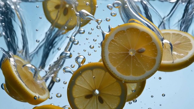 lemon, water, bubbles, transparent, liquid, fresh, sensation of coolness, fruit, yellow, splash, food, summer, refreshing, close up, beverage, cool, health, underwater, float, natural, clean, generated ai
