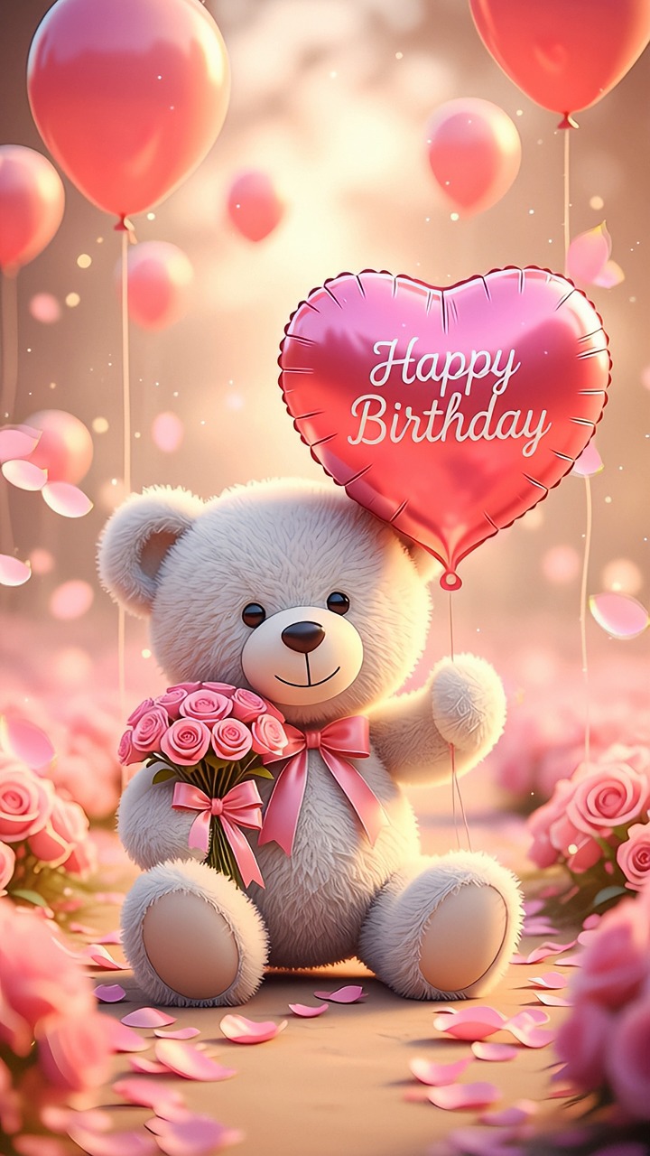 happy birthday, happy, balloons, celebration, party, congratulations, fun, colorful, cartoon, invitation, congratulation, surprise, pleasure, happiness, rose, ai generated