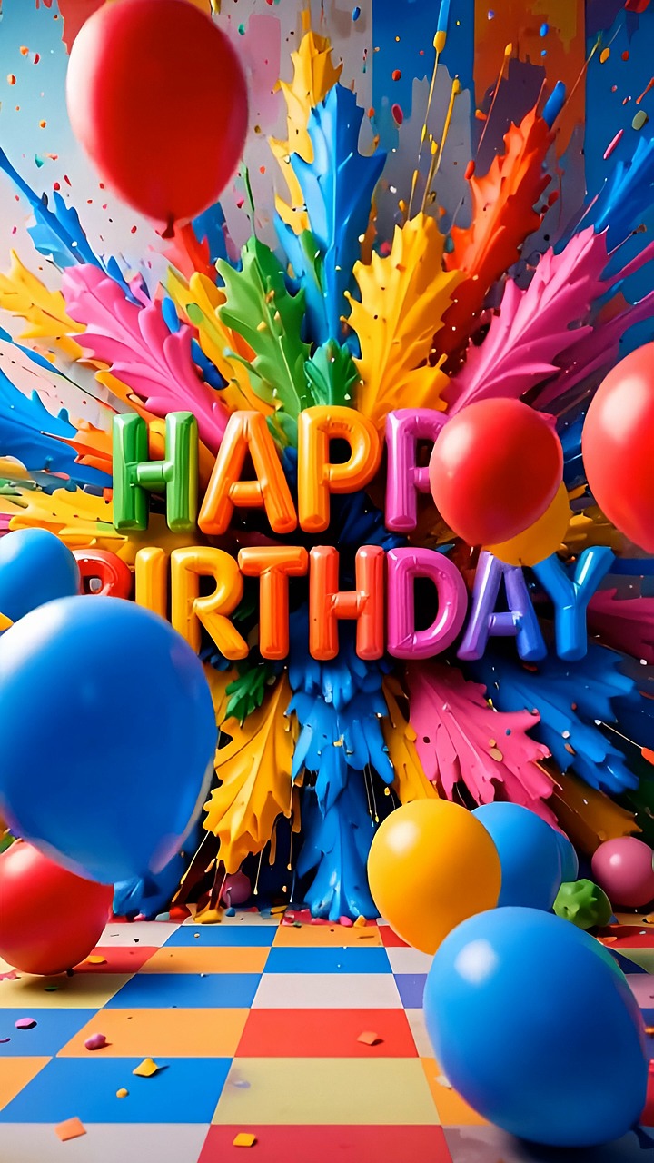 happy birthday, happy, balloons, celebration, party, fun, congratulations, colorful, invitation, happiness, surprise, pleasure, ai generated