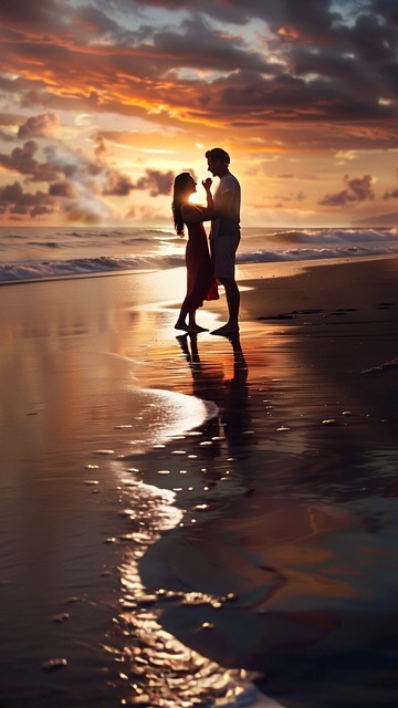 couple, love, heart, hands, hug, meeting, nature, relation, feelings, lovers, romantic, sea, sunset, generated to