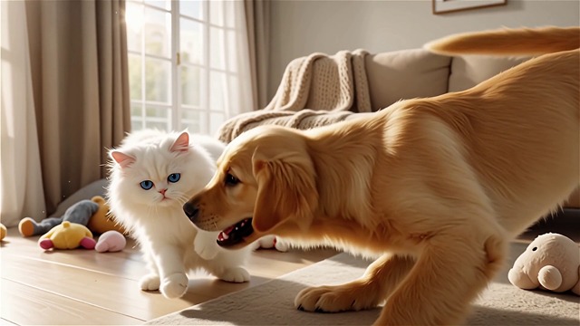Video by theaivannix on Pixabay: pet, cat, animal, nature, cute, kitten, dog, ai generated