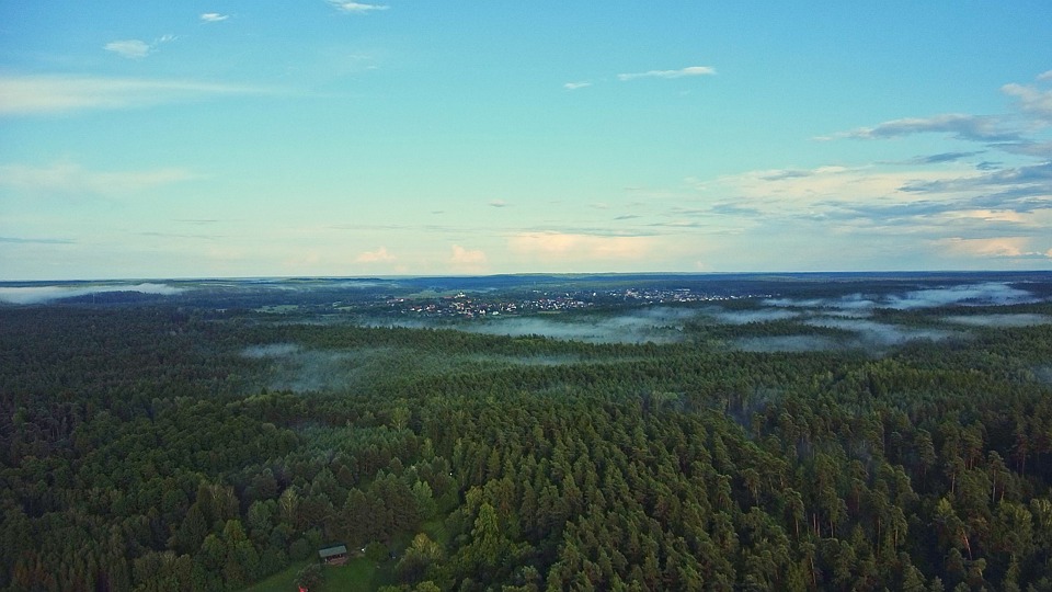 drone, aerial, drone footage, nature, landscape, summer, evening, sunset, golden hour, countryside, forest, green, scenic, tranquil, peaceful, cinematic, 4k, outdoors, travel, aerial view