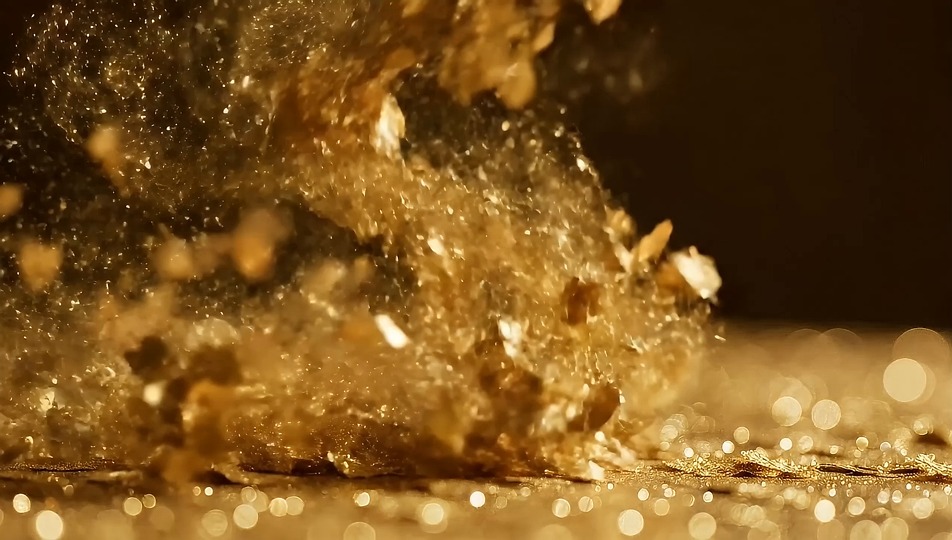 glitter explosion, footage, dynamic motion, luxury background, celebration, party effect, shimmering light, sparkling particles, festive atmosphere, abstract motion graphics, wealth concept, glamorous style, digital art background, event promo, macro shot, close up, dark background, back lit, shallow depth of field, copyspace, no people, textured, high contrast, cinematic lighting, ai generated